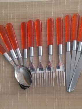 Hampton Silversmiths Flatware Set with Orange Handles